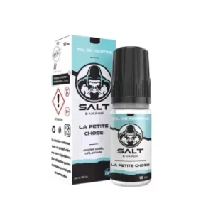 LA PETITE CHOSE de chez Le French Liquid avec sel de nicotine. Confiture de caramel vanille, fruits à coque, pistache et une touche de café.